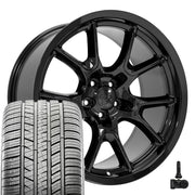 Set(4) 20x10 DG21 Gloss Black - 5x115 +18ET with 275/40r20 Sailun Atrezzo SVA2 Tires &amp; TPMS