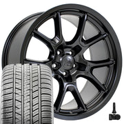 Set(4) 20x10 DG21 Satin Black - 5x115 +18ET with 275/40r20 Sailun Atrezzo SVA2 Tires &amp; TPMS