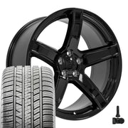 Set(4) 20x9.5 &amp; 20x10.5 DG22 Gloss Black - 5x115 +18ET with 275/40r20 Sailun Atrezzo SVA2 Tires &amp; TPMS