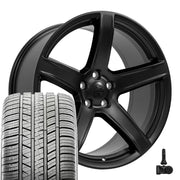 Set(4) 20x9.5 &amp; 20x10.5 DG22 Satin Black - 5x115 +18ET with 275/40r20 Sailun Atrezzo SVA2 Tires &amp; TPMS