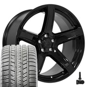 Set(4) 20x10.5 DG22 Gloss Black - 5x115 +25ET with 275/40r20 Sailun Atrezzo SVA2 Tires &amp; TPMS