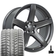 20" Replica Wheels fit Dodge Challenger - DG22 Satin Gunmetal 20x10.5, Sailun Tires &amp; TPMS Set