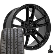 20" Replica Wheels fit Dodge Charger/Challenger - DG23 Gloss Black 20x9, Ironman Tires &amp; TPMS Set