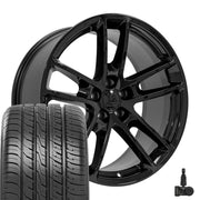 OE Wheels DG23 20x9 5x115 Gloss Black Wheels 245-45-20 Ironman iMove GEN 3 Tires TPMS SET