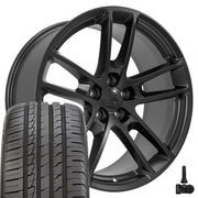 20" Replica Wheels fit Dodge Charger/Challenger - DG23 Satin Black 20x9, Ironman Tires &amp; TPMS Set