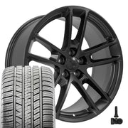 Set(4) 20x9 DG23 Satin Black - 5x115 +18ET with 275/40r20 Sailun Atrezzo SVA2 Tires &amp; TPMS