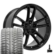 Set(4) 20x10 DG23 Gloss Black - 5x115 +18ET with 275/40r20 Sailun Atrezzo SVA2 Tires &amp; TPMS