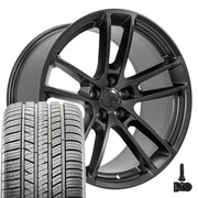 Set(4) 20x10 DG23 Satin Black - 5x115 +18ET with 275/40r20 Sailun Atrezzo SVA2 Tires &amp; TPMS