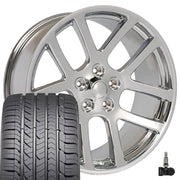 Set(4) 22x10 DG51 Chrome - 5x139.7 +25.4ET with 285/45r22 Goodyear Eagle Sport Tires &amp; TPMS