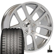 Set(4) 22x10 DG51 Chrome - 5x139.7 +25.4ET with 285/45r22 Goodyear Eagle Touring Tires &amp; TPMS
