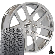 22" Replica Wheels fit Dodge Ram 1500 - DG51 Chrome 22x10, Sailun Tires &amp; TPMS Set