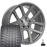 Set(4) 22x10 DG51 Gloss Gunmetal - 5x139.7 +25.4ET with 285/45r22 Goodyear Eagle Sport Tires &amp; TPMS
