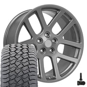 22" Replica Wheels fit Dodge Ram 1500 - DG51 Gloss Gunmetal 22x10, Sailun Tires &amp; TPMS Set