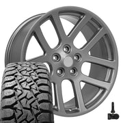 Set(4) 22x10 DG51 Gloss Gunmetal - 5x139.7 +25.4ET with 33x12.50r22 TBB TS-57 RT Tires &amp; TPMS