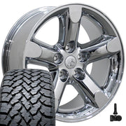 Set(4) 20x9 DG56 Chrome - 5x139.7 +19ET with 275/55r20 TBB TS-37 AT Tires &amp; TPMS