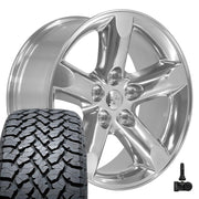 Set(4) 20x9 DG56 Polished - 5x139.7 +19ET with 275/55r20 TBB TS-37 AT Tires &amp; TPMS
