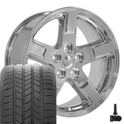 20" Replica Wheels fit Dodge Ram 1500 - DG62 Chrome 20x9, Goodyear Tires &amp; TPMS Set