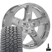 20" Replica Wheels fit Dodge Ram 1500 - DG62 Chrome 20x9, Sailun Tires &amp; TPMS Set