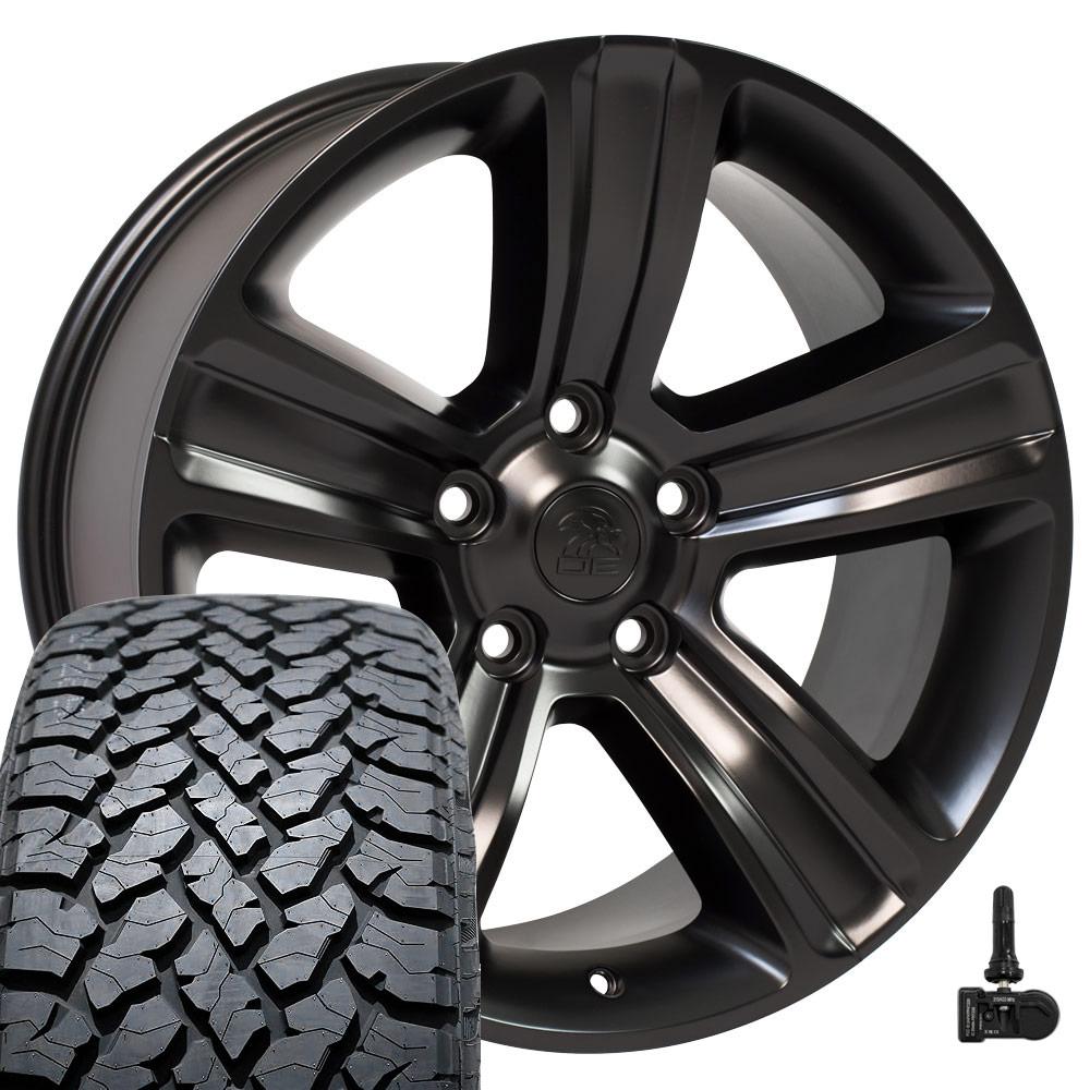 DG65 20x9 Black Ram 1500 Replica Wheel Tire TPMS Set TBB – OE Wheels