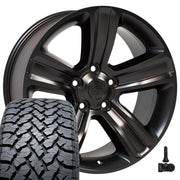 Set(4) 20x9 DG65 Satin Black - 5x139.7 +19ET with 275/55r20 TBB TS-37 AT Tires &amp; TPMS
