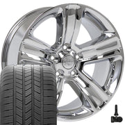 20" Replica Wheels fit Dodge Ram 1500 - DG65 Chrome 20x9, Goodyear Tires &amp; TPMS Set