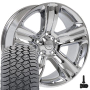 20" Replica Wheels fit Dodge Ram 1500 - DG65 Chrome 20x9, Sailun Tires &amp; TPMS Set