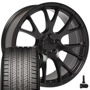 22" Replica Wheels fit Dodge Ram 1500 - DG69 Satin Black 22x10, Goodyear Tires &amp; TPMS Set