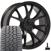 22" Replica Wheels fit Dodge Ram 1500 - DG69 Satin Black 22x10, Sailun Tires &amp; TPMS Set