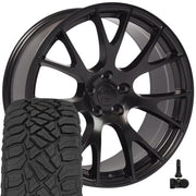 Set(4) 22x10 DG69 Satin Black - 5x139.7 +25ET with 33x12.50r22 Sailun TerraMax RT Tires &amp; TPMS