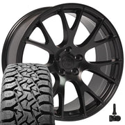 Set(4) 22x10 DG69 Satin Black - 5x139.7 +25ET with 33x12.50r22 TBB TS-57 RT Tires &amp; TPMS