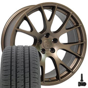 22" Replica Wheels fit Dodge Ram 1500 - DG69 Satin Bronze 22x10, Bridgestone Tires &amp; TPMS Set