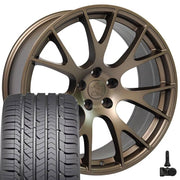 22" Replica Wheels fit Dodge Ram 1500 - DG69 Satin Bronze 22x10, Goodyear Tires &amp; TPMS Set