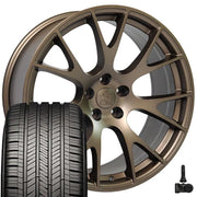 22" Replica Wheels fit Dodge Ram 1500 - DG69 Satin Bronze 22x10, Goodyear Tires &amp; TPMS Set