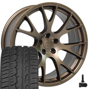 22" Replica Wheels fit Dodge Ram 1500 - DG69 Satin Bronze 22x10, Ironman Tires &amp; TPMS Set