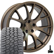 22" Replica Wheels fit Dodge Ram 1500 - DG69 Satin Bronze 22x10, Sailun Tires &amp; TPMS Set