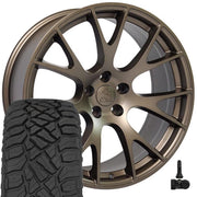 Set(4) 22x10 DG69 Satin Bronze - 5x139.7 +25ET with 285/45r22 Sailun TerraMax RT Tires &amp; TPMS