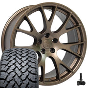 Set(4) 22x10 DG69 Satin Bronze - 5x139.7 +25ET with 285/45r22 TBB TS-37 AT Tires &amp; TPMS