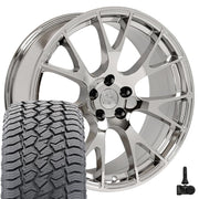 Set(4) 22x10 DG69 Chrome - 5x139.7 +25ET with 285/45r22 Sailun TerraMax AT2 Tires &amp; TPMS
