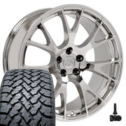 Set(4) 22x10 DG69 Chrome - 5x139.7 +25ET with 285/45r22 TBB TS-37 AT Tires &amp; TPMS