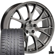 22" Replica Wheels fit Dodge Ram 1500 - DG69 Gloss Hyper Black 22x10, Goodyear Tires &amp; TPMS Set