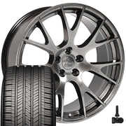 22" Replica Wheels fit Dodge Ram 1500 - DG69 Gloss Hyper Black 22x10, Goodyear Tires &amp; TPMS Set