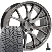 22" Replica Wheels fit Dodge Ram 1500 - DG69 Gloss Hyper Black 22x10, Sailun Tires &amp; TPMS Set