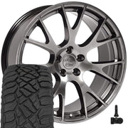 OE Wheels DG69 22x10 5x139.7 Gloss Hyper Black Wheels 33x12.50-22 Sailun TerraMax RT Tires TPMS SET