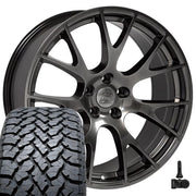 Set(4) 22x10 DG69 Gloss Hyper Black - 5x139.7 +25ET with 285/45r22 TBB TS-37 AT Tires &amp; TPMS