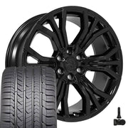 Set(4) 22x9 DG80 Gloss Black - 6x139.7 +19.05ET with 285/45r22 Goodyear Eagle Sport Tires &amp; TPMS