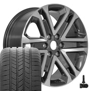OEM Wheels FR64 20x8.5 6x135 Gloss Gunmetal Machined Wheels 275-55-20 Goodyear Eagle LS2 Tires TPMS SET