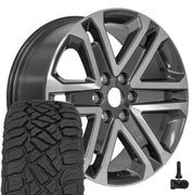 OEM Wheels FR64 20x8.5 6x135 Gloss Gunmetal Machined Wheels 275-55-20 Sailun TerraMax RT Tires TPMS SET