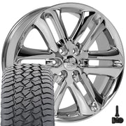 Set(4) 22x9 FR76 Chrome - 6x135 +44ET with 285/45r22 Sailun TerraMax AT2 Tires &amp; TPMS