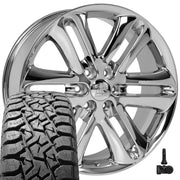 Set(4) 22x9 FR76 Chrome - 6x135 +44ET with 33x12.50r22 TBB TS-57 RT Tires &amp; TPMS