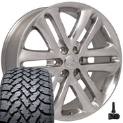 Set(4) 22x9 FR76 Polished - 6x135 +44ET with 285/45r22 TBB TS-37 AT Tires &amp; TPMS